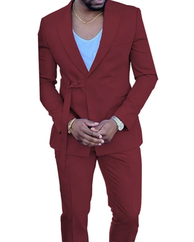 Modern Red Peaked Lapel Best Fitting Prom Men Suits