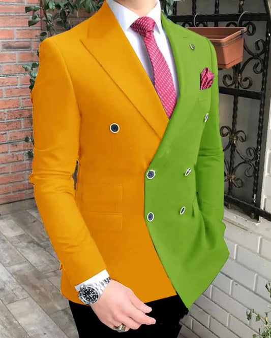 Newest Green Double Breasted Peaked Lapel Prom Men Suits