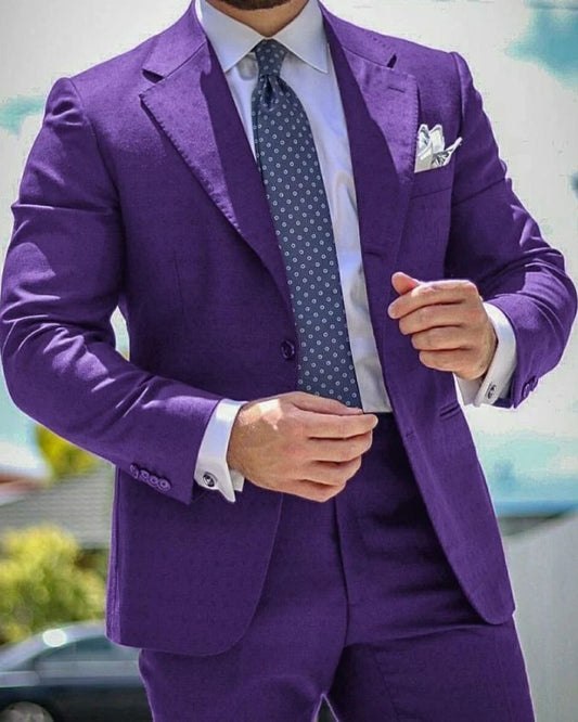 Baldwin Purple Notched Lapel Best Fitting Prom Suits For Men