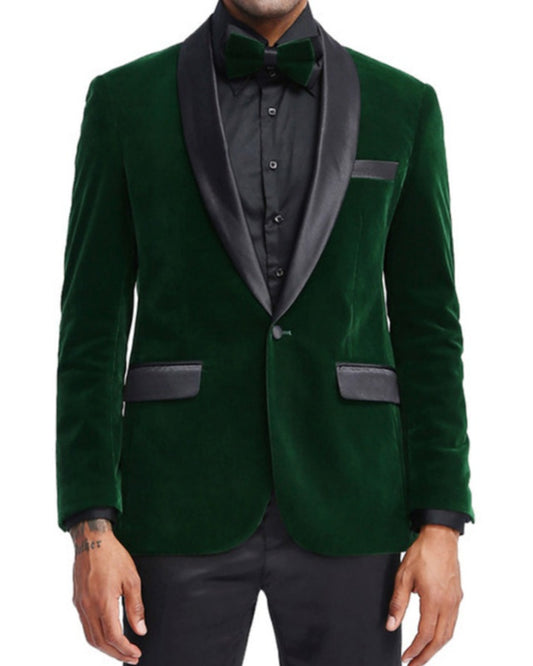 Elliott Dark Green Shawl Lapel Velvet Wedding Men Suits