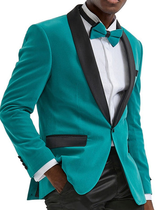 Reid Jade Shawl Lapel Velvet Wedding Men Jacket