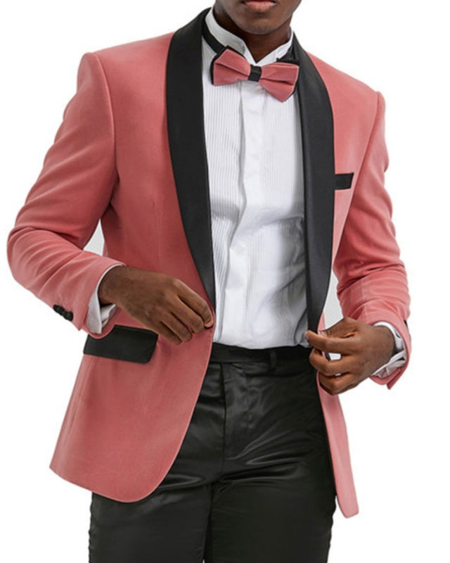 Goddard Pink Shawl Lapel Velvet Wedding Men Jacket